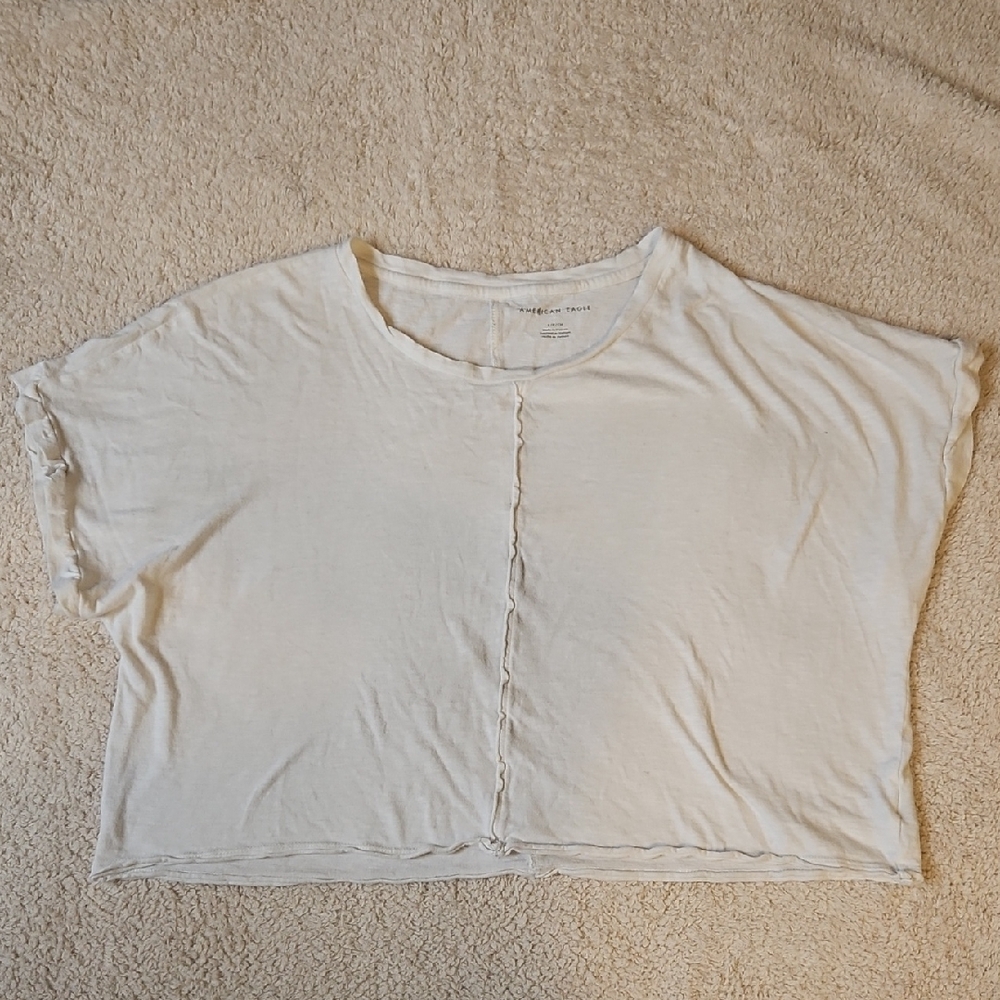 American Eagle Outfitters White Short Sleeve Tee Crop